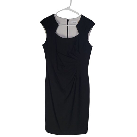 Calvin Klein Dresses & Skirts - Calvin Klein Black Dress Womens SZ 8 Side Ruched Sheath Cocktail LBD